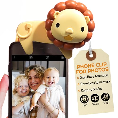 Looky Lou - Lion Rattle Phone Clip for Baby Pictures,