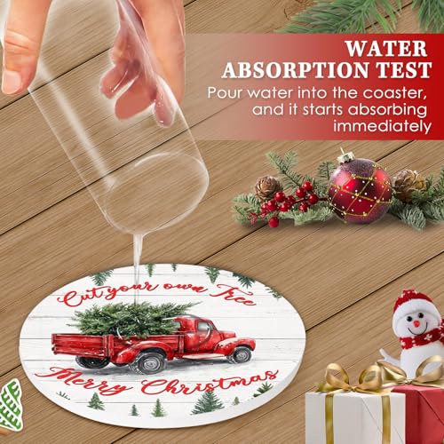 Dessous de verre de Noël camion rouge support métal tapis de table liège - 6