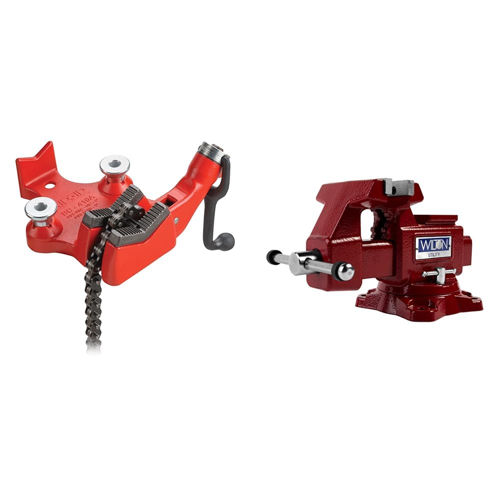 RIDGID 40195 Top Screw Bench Chain Vise and Wilton 4-12 Utility Bench Vise Pipe Clamping Tool Bundle product thumbnail 3