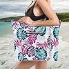 Rayson Sac de plage Femme Grand en Tissu Oxford 46x10x43 cm Pliable Tote bag Fermeture Eclair Aesthetic Sac Cabas à Bandoulière Piscine(Feuilles de bananier) #1