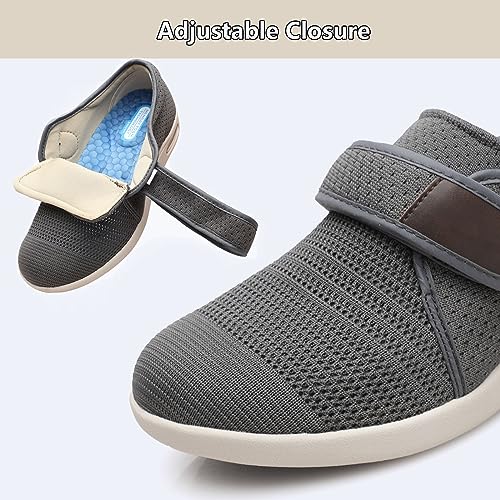 bumuam Diabetic Shoes Width Shoe for Elderly Women,Adjustable Closure for Arthritis Swollen Edema Plantar Fasciitis Swollen Feet Walking Shoes Men 6.5/Women 74