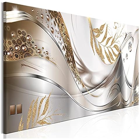 artgeist Textured Canvas Wall Art Abstract 59x20 in - 1pcs Painting Canvas Prints Picture Artwork Image Framed Contemporary Modern Photo Wall Home Glamour Diamond Leaves a-A-0778-b-a Cover