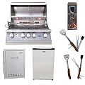 Lion Premium Grills 32-Inch Natural Gas Grill L75000 with Lion Multi-Functional Drawer and Lion Refrigerator Package Deal with 5 in 1 BBQ Tool Set