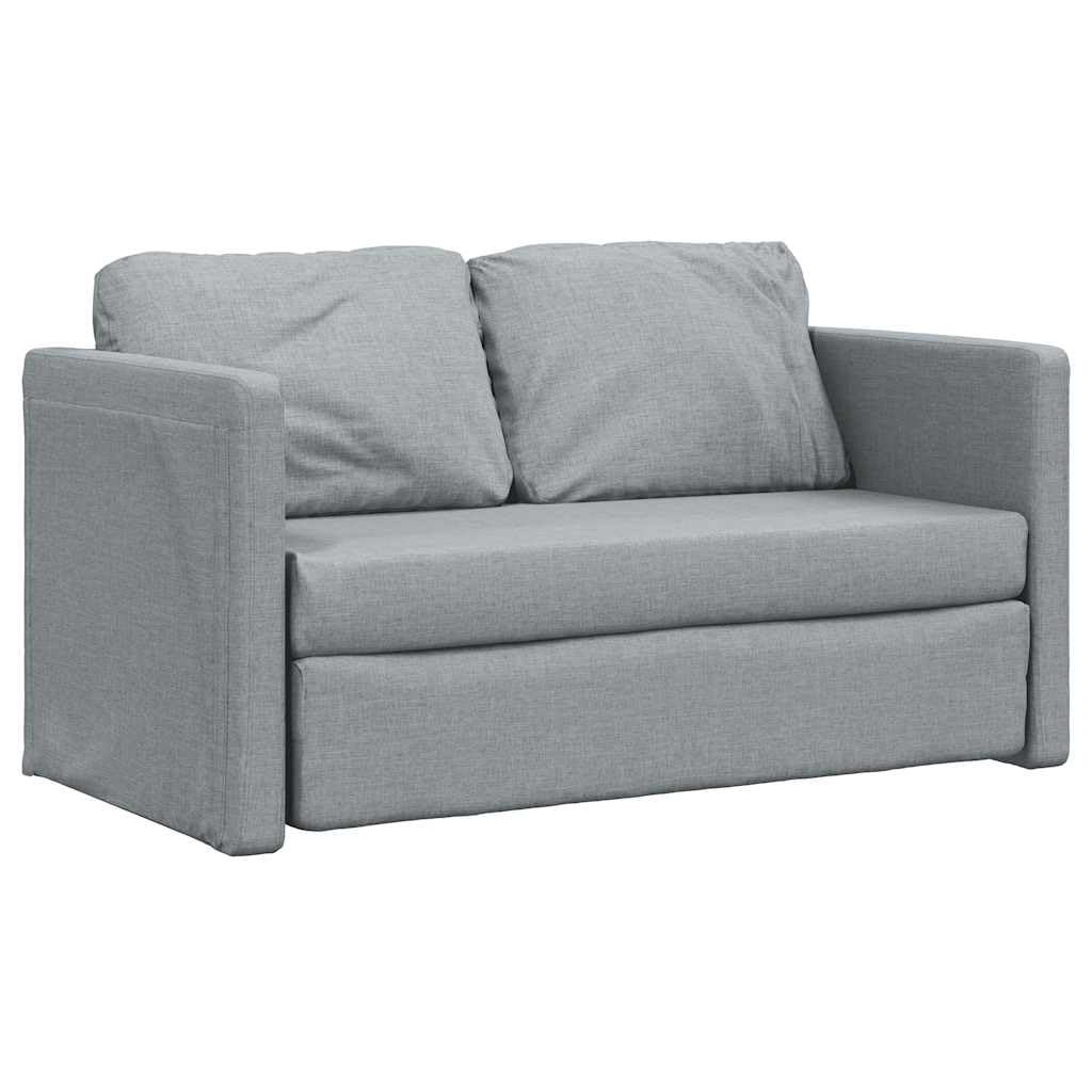 Sofá de suelo con función de dormir, color gris claro, 112 x 174 x 55 cm, tela, sofá cama de 2 plazas, plegable con estructura de metal, convertible en cama de doble suelo, acolchado grueso