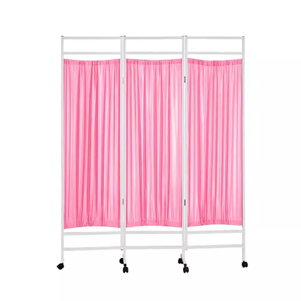 Cloisons de séparation pliables et paravent médical rose avec tissu amovible