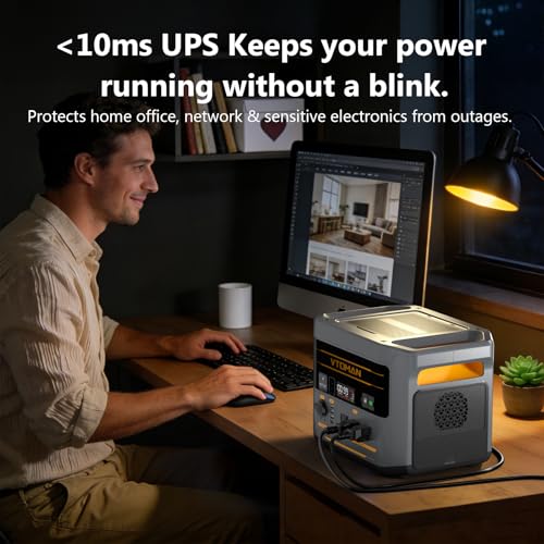 Image of VTOMAN FlashSpeed 2400 Portable Power Station with 400W Solar Panel, 1408Wh LiFePO4, 2400W (Peak 3200W) Solar Generator with 10ms UPS, 1Hr Fast Charge for Home Backup, Power Outages, Camping