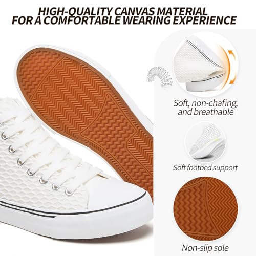 Adokoo High Top Sneakers for Women White Black Canvas Tennis Shoes for Women Lace Up Fashion Comfortable Walking Shoes3
