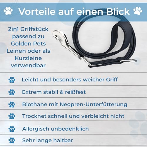 Testnote: Sehr gut - Kurzführer Hund 32cm I Wetterfest aus Biothane und Neopren Polsterung I Griffstück für Golden Pets Hundeleine I Hundeleine kurz kleine - große Hunde