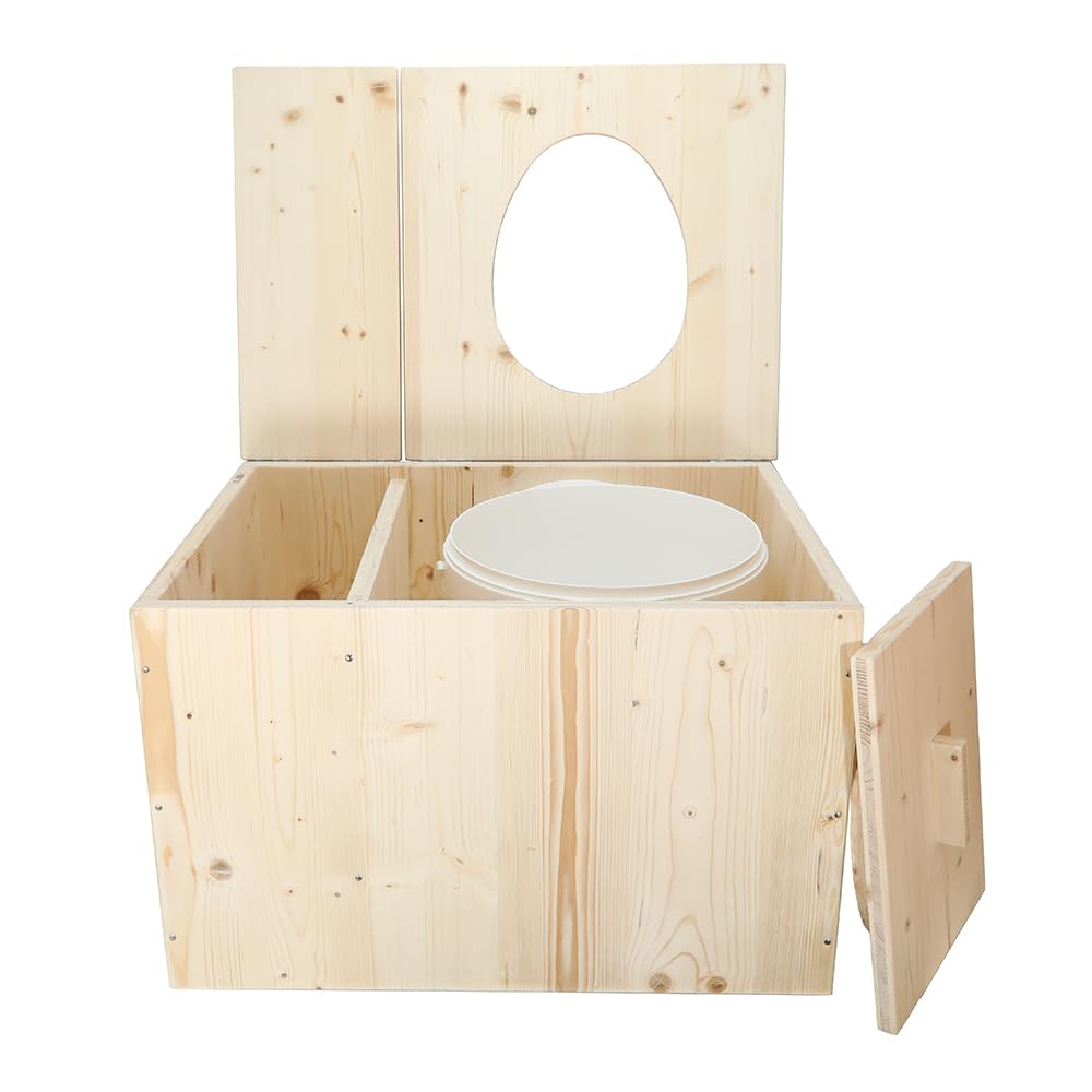 Toilette sèche avec bac à copeaux de bois, livré avec seau 20L - Fabrication artisanale Française - N2