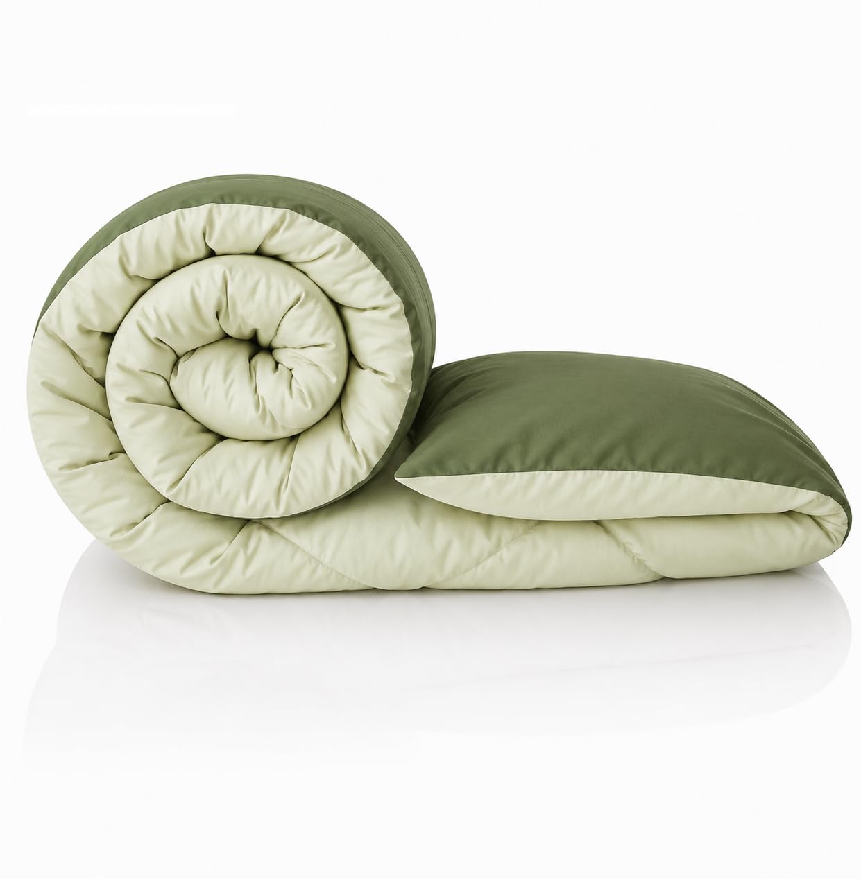 VNQ India ! Reversible Comforter 220 GSM Microfiber Reversible AC Comforter/Blanket for Winter/Quilt/Duvets for Single Bed Comforter(Olive Green and Saga Green)-picture-22