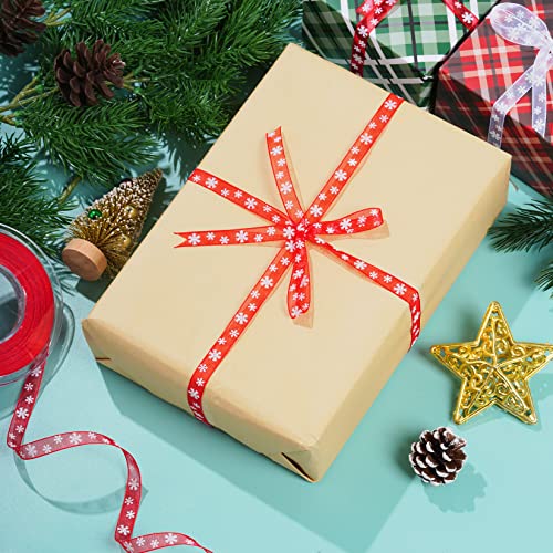 Jiebor 42 Yards Thin Christmas Ribbon Snowflake Ribbon Red And White Ribbon Holiday Ribbon For Gift Wrapping Crafts Christmas Tree Wreath Garland Decor 3/8 Inch Wide #TOP3