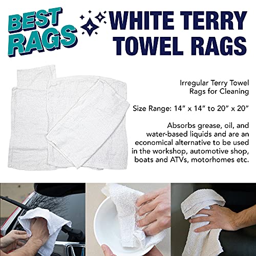 Arkwright W68 White Terry Washcloth Rags - (10 Lb Box) Perfect Reuseable Cleaning Cloth Terry Towels For Home, Garage, Automotive, Kitchen, Bars - 14X14 To 20X20 #TOP1