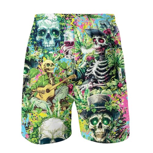 US Flag Men's Palm Tree Gun Hawaiian Shorts Funny Flamingo American Swim Trunks for Men2