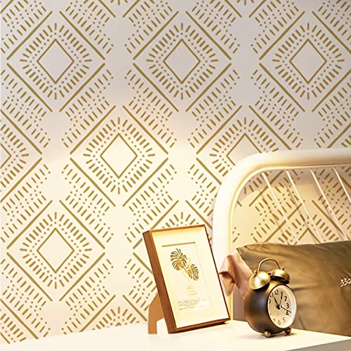 Heroad Brand Boho Peel And Stick Wallpaper 15.5”X118” Geometric Wallpaper Peel And Stick White And Orange Removable Wallpaper Hexagon Contact Paper For Cabinets Self-Adhesive Vinyl Roll #TOP12
