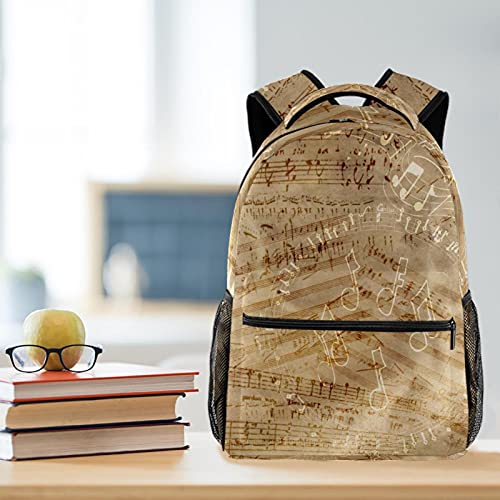 Sac à dos campus imperméable à notes de musique avec porte-bouteille latéral