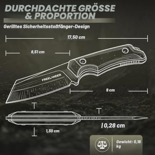 Freelander Survival Messer Feststehende Klinge Outdoor Messer Schwarz – Ansicht 6