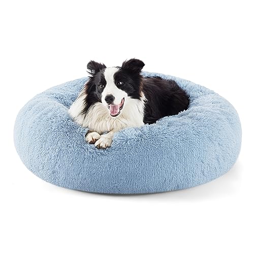 Image of Bedsure Calming Dog Beds Large Sized Dog Donut Washable Pet Bed,36ins Light Blue