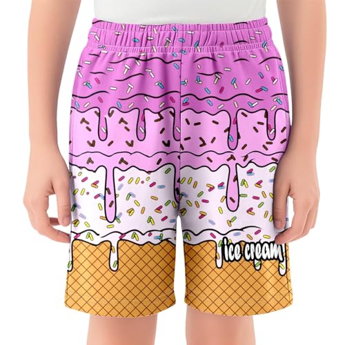 Boy's Summer Cute Print Beach Shorts Casual Kids Elastic Waist Graphic Shorts with Pockets for Girls 2-14 Years3