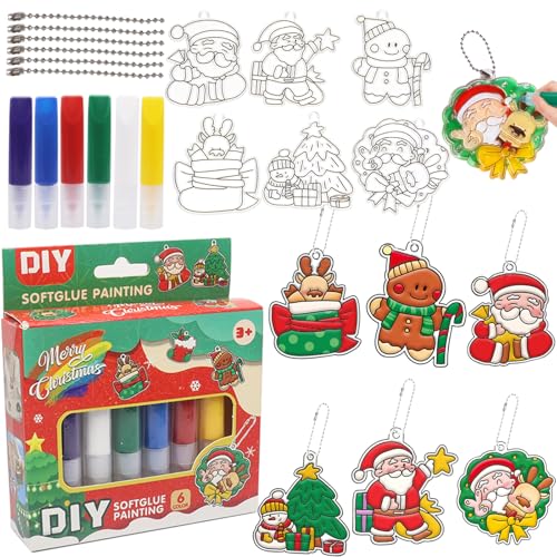 Kristallklebemalerei Weihnachtlich,6 Stück DIY Kristallfarben Kunst...