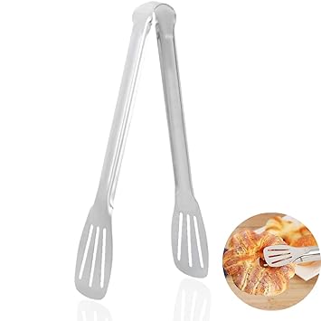 H.M Stainless Steel Utility Tong for Kitchen,BBQ,& Salads,Grilling Heat Resistant, Multiple Uses Light Weight Easy to Clean and Serving (chimta) (12inch/30cm)