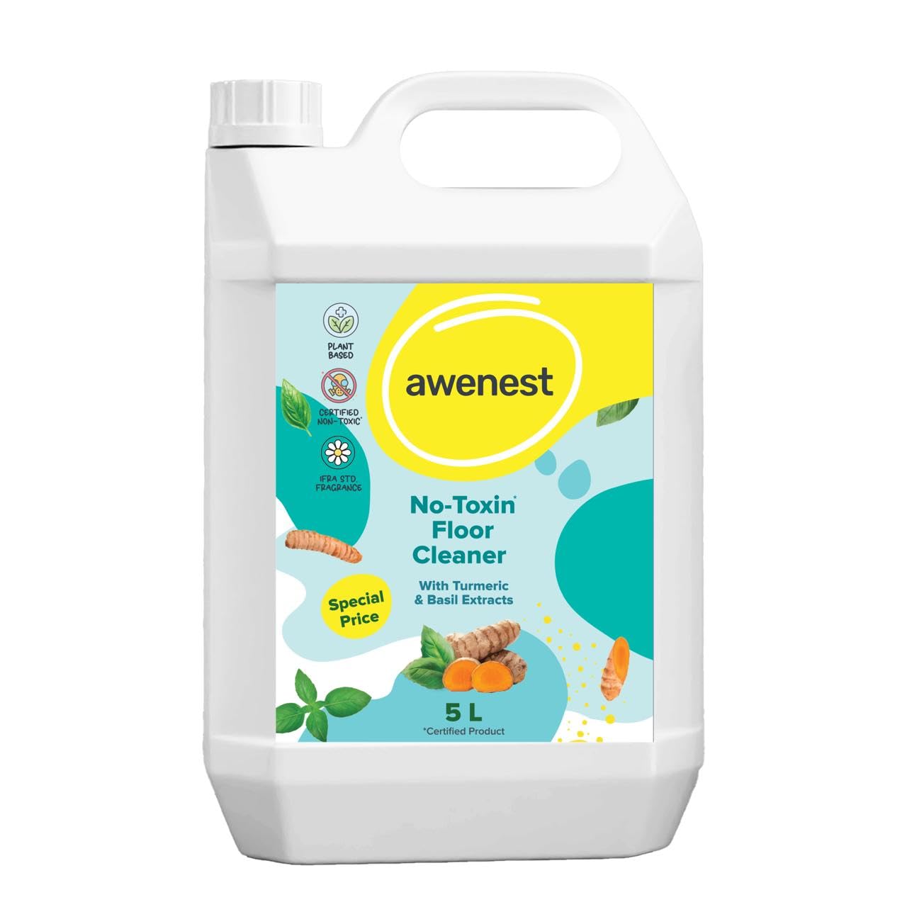 awenest Plant Based Natural Floor Cleaner Concentrate | 5L Concentrate | Basil and Citronella | 0% Harmful Chemicals | Pet friendly, Baby safe (Pack of 1, 5L) (B0CFBD5QX4) Amazon Price History, Amazon Price Tracker