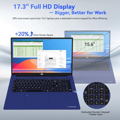 Image of NIMO Light-Gaming-Laptop, 17.3 inch FHD Computer with AMD 8-Core R7 7735HS (Up to 4.75GHz, Beat i7-12650H) 16GB DDR5 RAM 256GB SSD Radeon 680M GPU 100W Fast PD 180 View for Content Creator 2Y Warranty