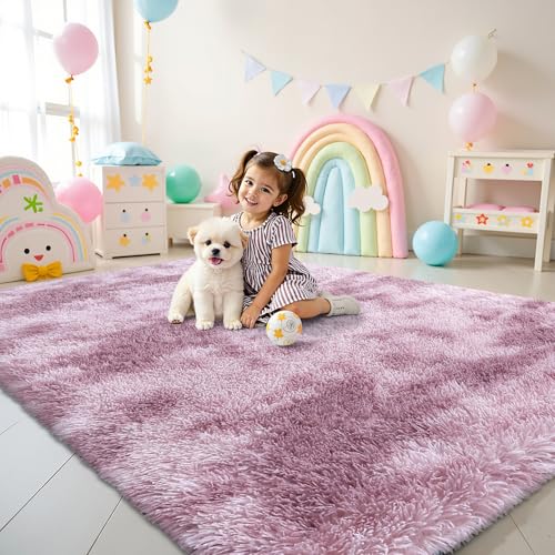 smiry Hochflor Teppich Wohnzimmer, Waschbar Anti-Rutsch Moderner Flauschiger Kuscheliger Teppich für Wohnzimmer Deko, Schlafzimmer, Kinderzimmer, 60 x 100 cm, Rosa smiry Hochflor Teppich Wohnzimmer, Waschbar Anti-Rutsch Moderner Flauschiger Kuscheliger Teppich für Wohnzimmer Deko, Schlafzimmer, Kinderzimmer, 60 x 100 cm, Rosa