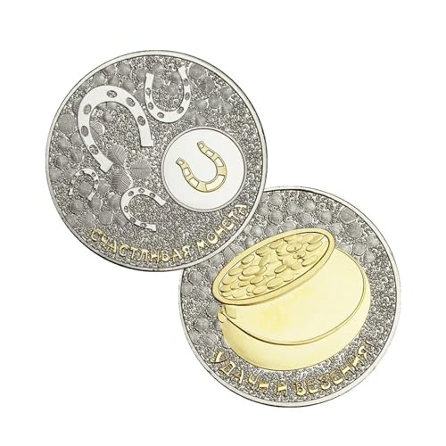 QYZXTH Rusia Moneda Conmemorativa de Oro de la Suerte y Plata Medalla de Bendición de la Buena Suerte y la Felicidad y la Fortuna Patrono Día de San Patricio Regalos-Default