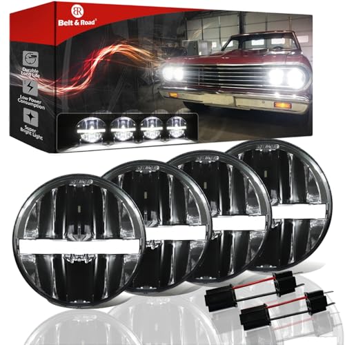 5 3/4 5.75 Inch LED Headlights 4PCS DRL H4 Projector for Chevrolet Chevelle,Impala,El Caminos,BMW E30,BUICK SKYLARK,Ford Galaxie 500,Pontiac Firebird, GTO,Gran Torino 1974, P-eterbilt Semi 349 359