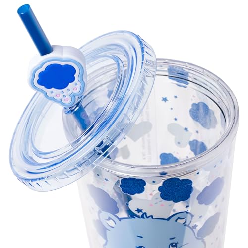 Silver Buffalo Care Bears Grumpy Bear Glitter Plastic Cold Cup with Lid and Straw Topper, 24 Ounces - Image 4