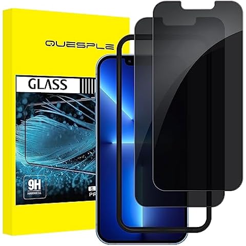 QUESPLE [2 Pack] Anti Spy Privacy Screen Protector for iPhone 13 Pro Max (6.7 ''), True 28° Anti Peeping-[Easy Installation Frame] Privacy Tempered Glass Film Cover