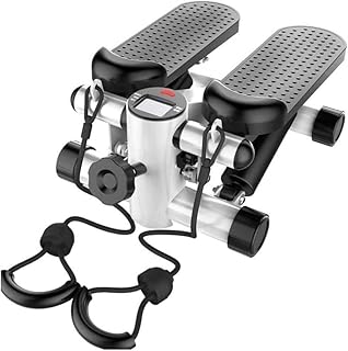 KURKUR Steppers for Exercise, Mini Stair Stepper with Res Mini Stepper Trainer Adjustable Height Stepper Exercise Machine with Resistance Bands and Monitor Air Climber Stepping Fitness Machine