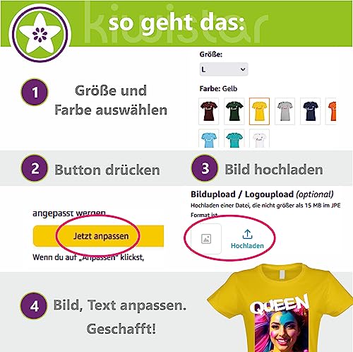 Kiwistar T-Shirt Damen schwarz - XL - Aufdruck individuell - mit Foto Bedruckt - Wunschtext - Druck personalisiert - Geschenk für Freizeit Sport - selber gestalten