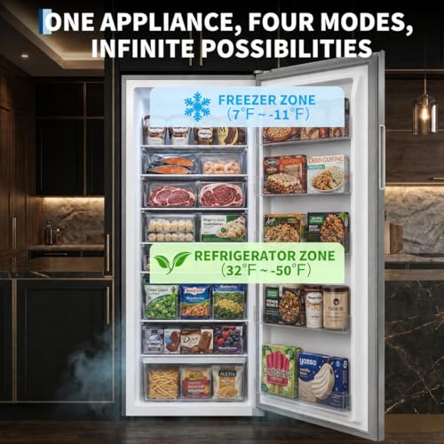 Image of 14 Cu.Ft Upright Freezer, Single Door Stand Up Freezer with Adjustable Shelves, Mechanical Temperature Control, Freestanding Deep Freezer for Garage, Kitchen, Home Use