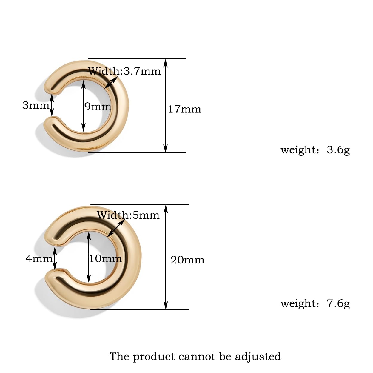 Obidos 14K Gold Plated Cubic Zirconia Sparkling Round Huggie Ear Cuff Gold Earrings for Women | Clip On Cartilage | Ear Cuffs for Non Pierced Ears Cartilage Earrings