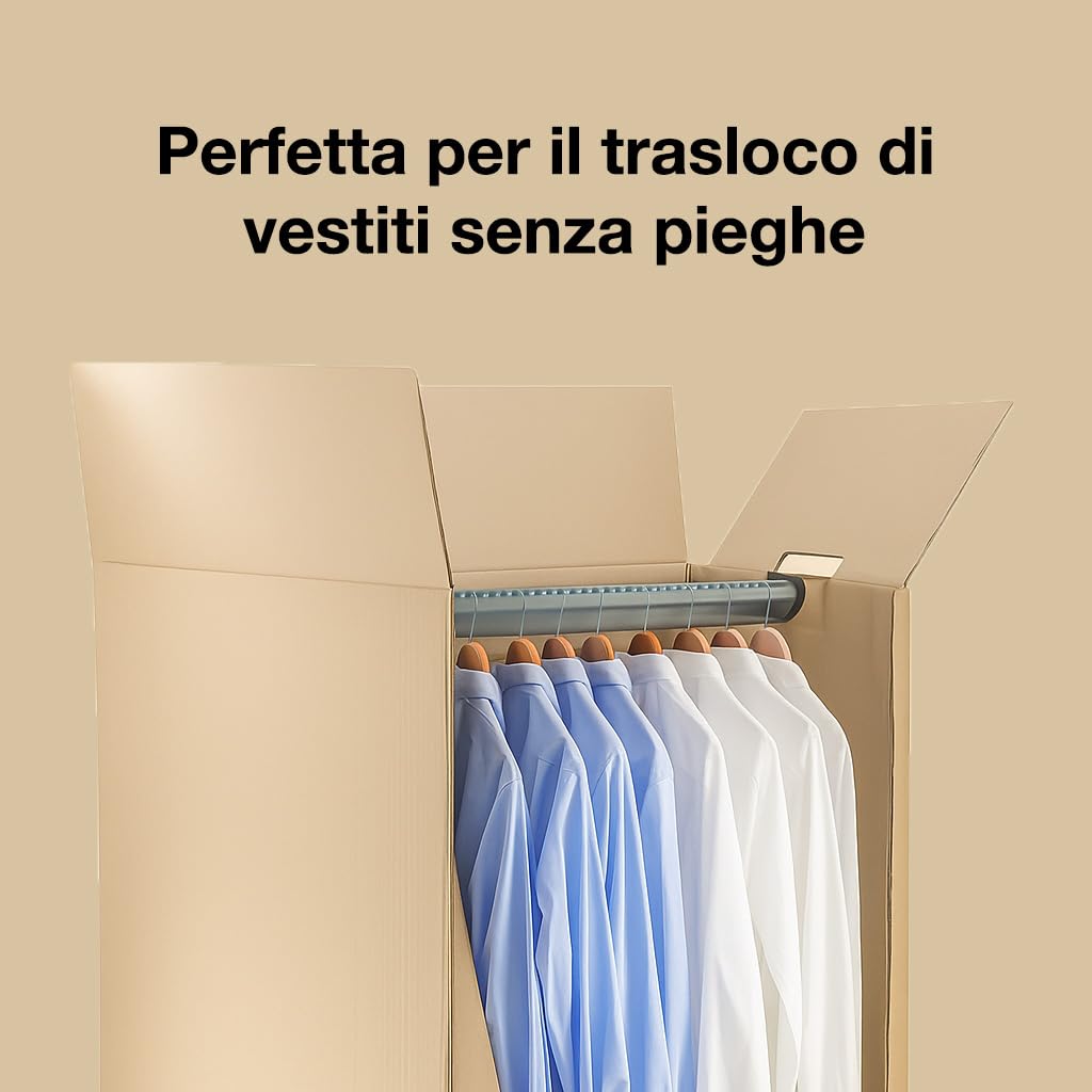 60x50x115H - 5 Scatoloni Resistenti - Bauletti per capi appesi - Scatole Cartone Porta Abiti Con Asta In PvC- Mottola Packaging