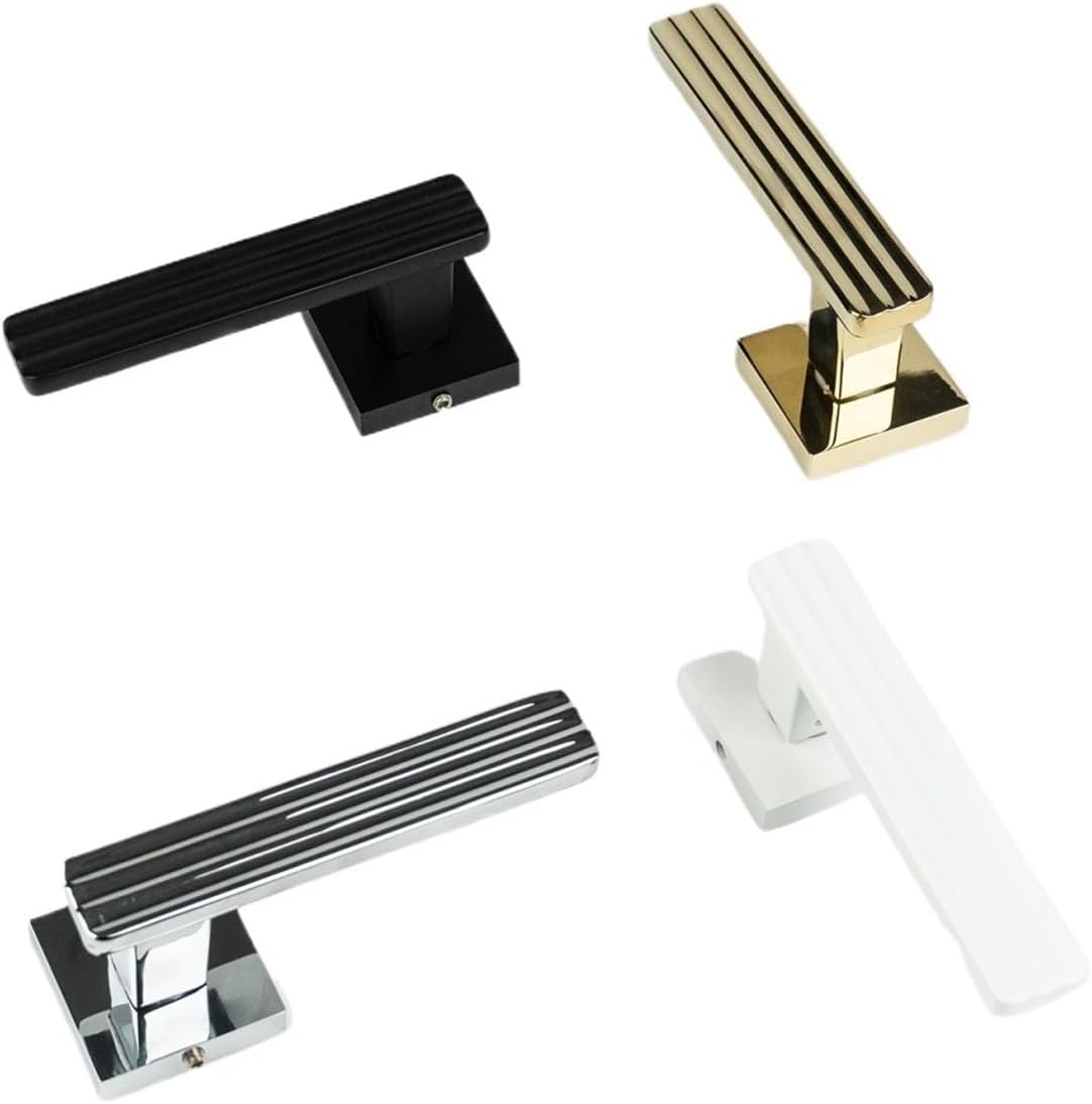 PF298 Minimalist PVD Gold Mute Modern zinc Alloy Door Handle Lock Turn Key Latch Lever Handle(Matte Black)
