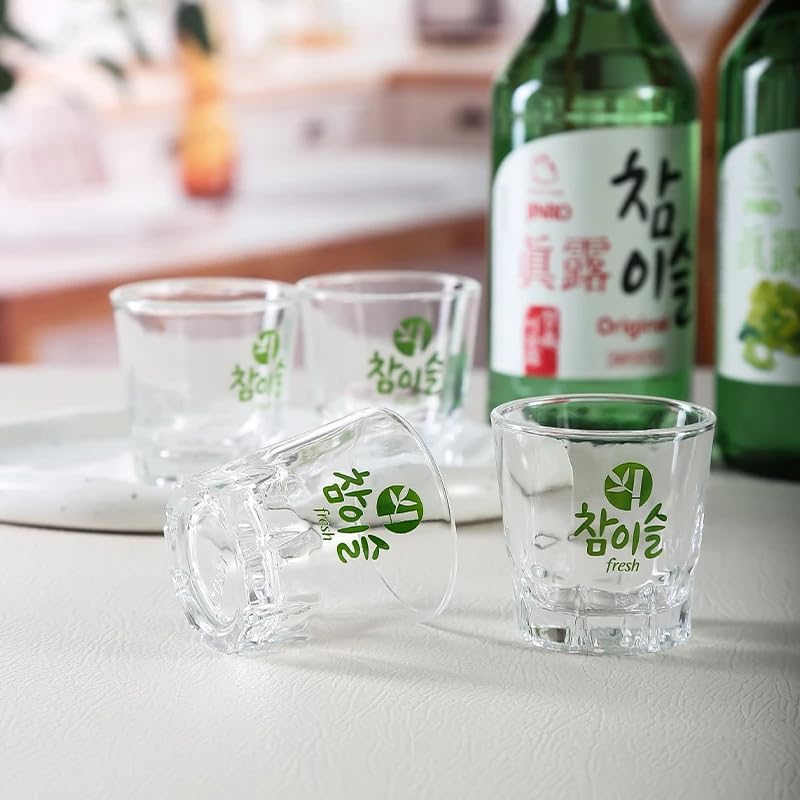 Korean Soju Shot Glasses Sets - Elevate Your Sipping Experience with 2.0 oz Clear Glass, Ideal for Whiskey, Tequila, and Liquor (4PCS)