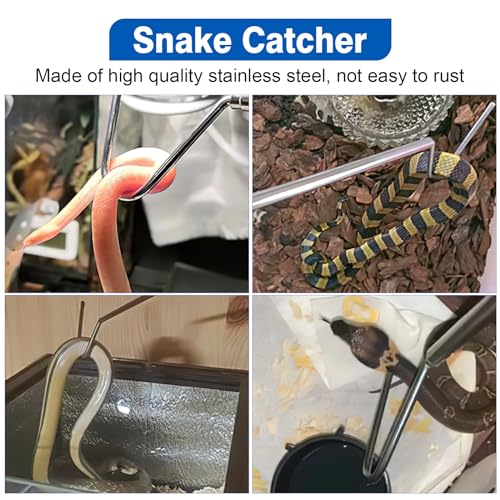 Image of CHANGE MOORE 28 inch Snake Hook Stainless Steel Snake Stick, 1pc Telescopic Snake Tongs Snake & Reptile Hook Retractable Catching Snake Handling Tool, Snake Hook for Ball Python Black