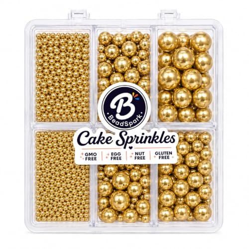 Gold Cake Pearls Edible, 4.6oz, for Cupcakes, Cookies, Baking &amp; Decorating