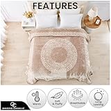 GC GAVENO CAVAILIA Faux Fur Mink Throw Small Large Greek Border Sofa Bed Warm Blanket - Luxury Easy Care Thermal Warm & Cosy Fleece Blanket Throw - 150 x 200 Cm - Mink - Image 3