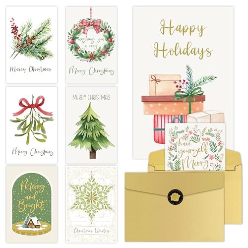 Lot de 8 cartes de Noël haut de gamme en papier mat épais pour vœux élégants
