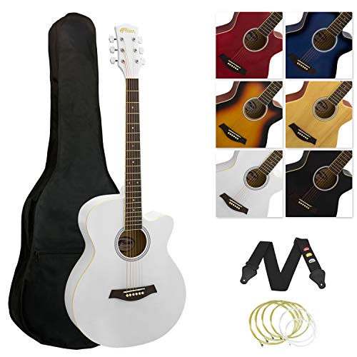 TIGER Guitare acoustique Découpe Blanc - Les Beatles, Paul McCartney, John Lennon, RIngo Starr, George Harrison TIGER Guitare acoustique Découpe Blanc
