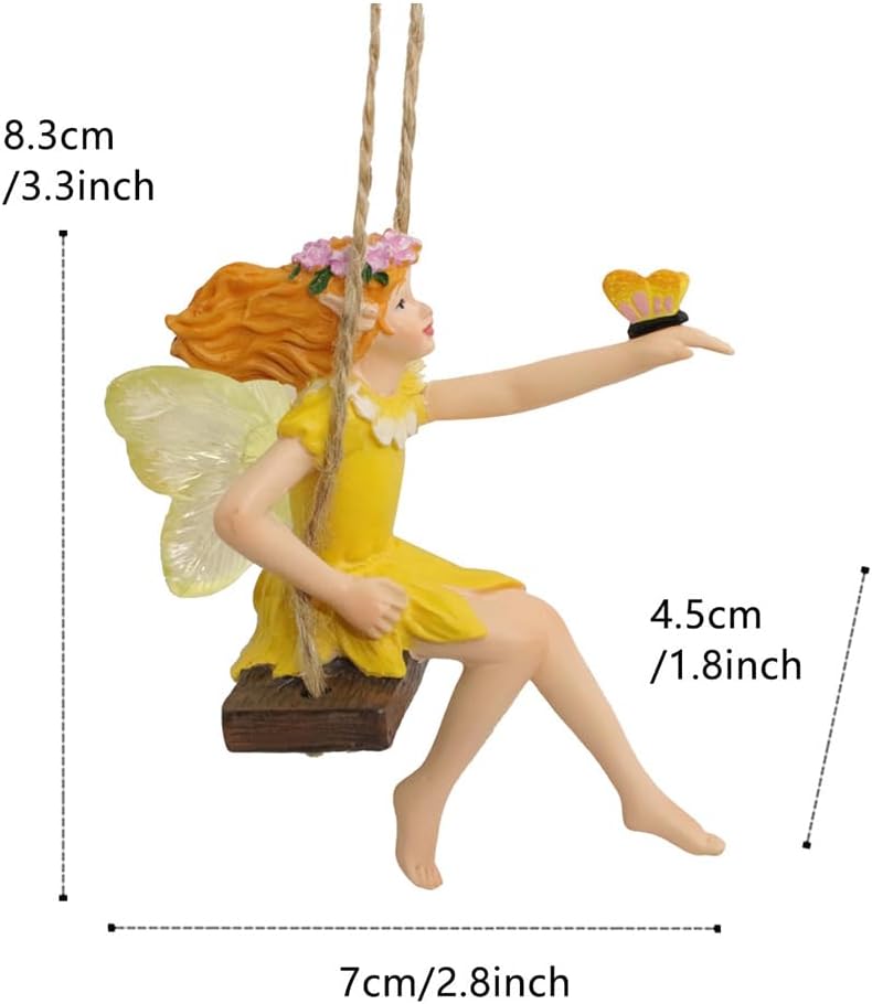 HANABASS Flower Fairy Swing Statue Outdoor Garden Sculpture Creative Hanging Fairy Figurine for Patio and Landscape Resin Crafts Swing Statue for Lawn Yard Patio Windowsill Garden Gifts