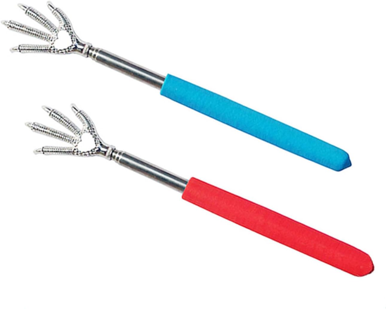 3pcs Telescopic Back Scratcher Portable Stainless Steel Massage Tool with Rubber Handle Extendable Itch Relief for Home and Travel Random Color