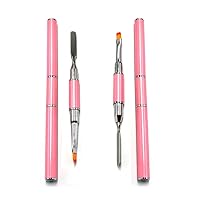 Vista 1 de Paquete de 2 cepillos de poligel y recogedor de doble punta 2 en 1, diseño de acero inoxidable, cepillo de uñas de gel de poligel, herramienta