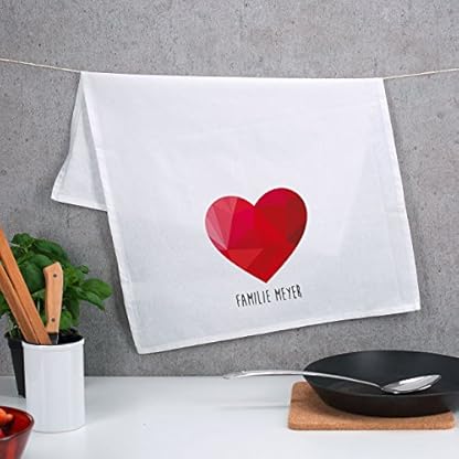 Herz & Heim® Geschirrtuch weiß 100% Baumwolle 45 x 70 cm - Herz - mit Aufdruck Ihres Wunschtextes – Bild 3