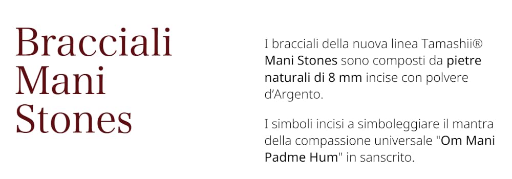 Bracciale Tamashii Mani Stones con pietre naturali | 8 mm | incise con polvere d’Argento