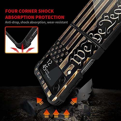 Daizag Compatible With Samsung Galaxy Z Flip 3 5G Case,We The People Usa Flag Wood Grain American Flag For Man Woman, All-Round Protection Shockproof Anti-Scratches Tpu Case #TOP2