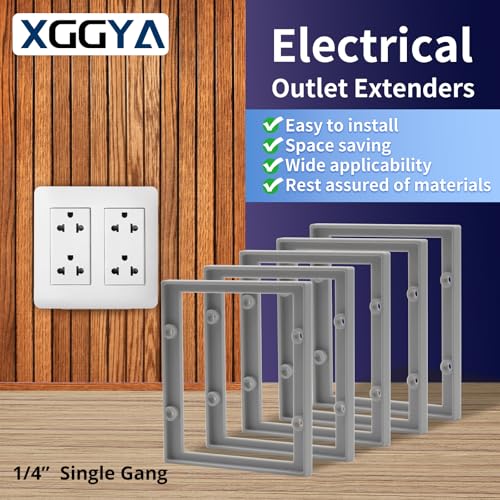 Double Gang Receptacle Outlet Box Extenders 1/4",Include 4Screws (6-32 x 1.25),Outlet Box Extender for Electrical Outlet Box & Electrical Outlet Switches, Gray (Pack of 1)